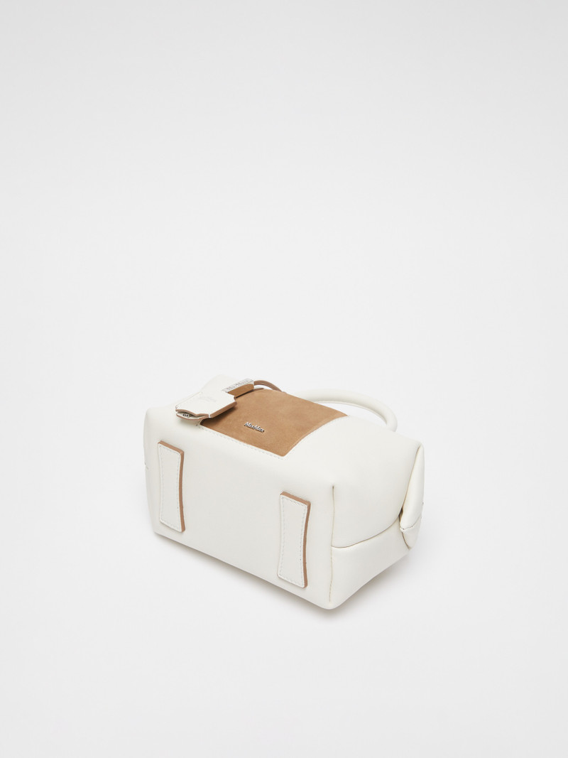 HOLDALLSPOCKET Small leather satchel bag with suede pocket detail 4