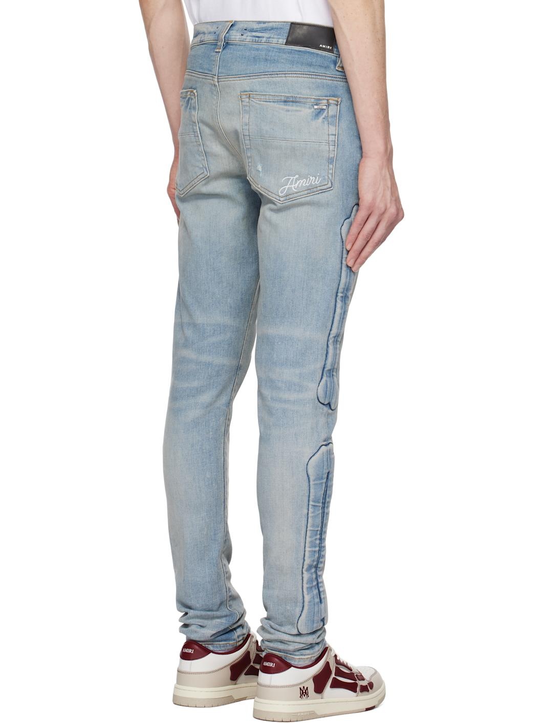 Blue 3D Bones Skinny Jeans - 3