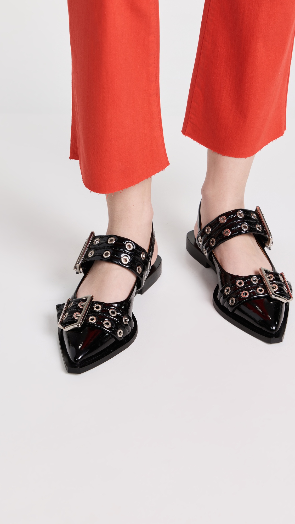 Wide Welt Buckle Ballerina Flats - 2