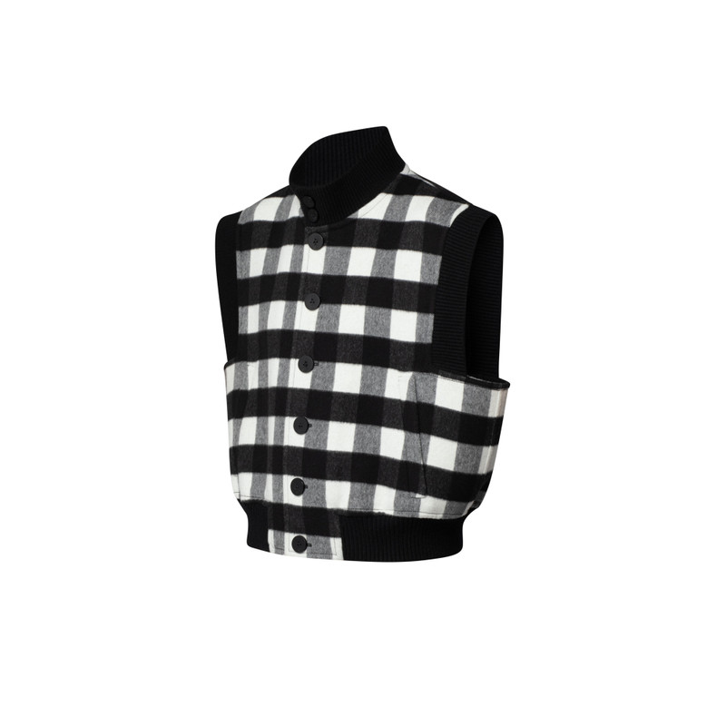 Sleeveless Check Bomber Jacket 2