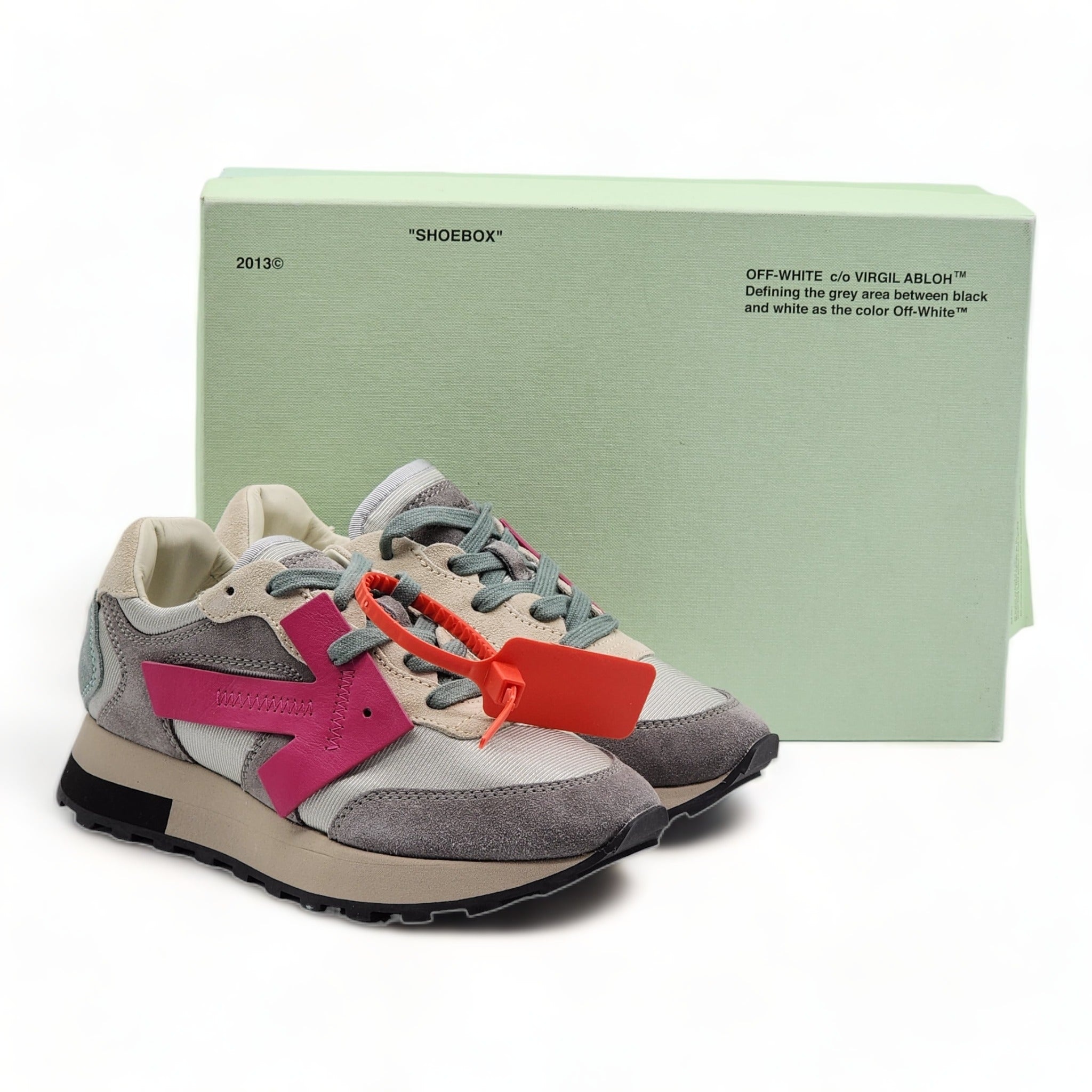 Off-White Women’s HG Runner Mixed-Media Suede Sneakers ‘Grey Fuchsia’ - 7