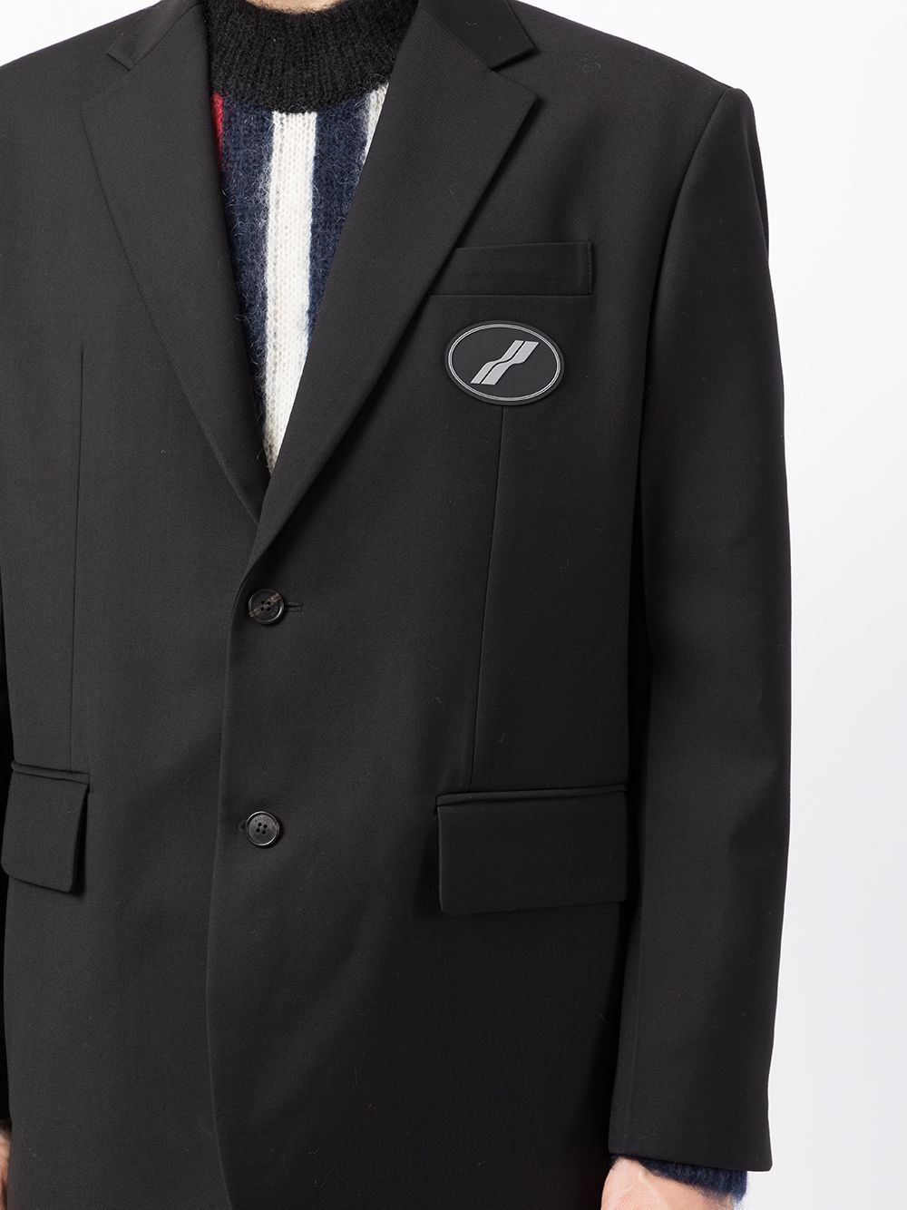 oversized suit logo-patch blazer - 6