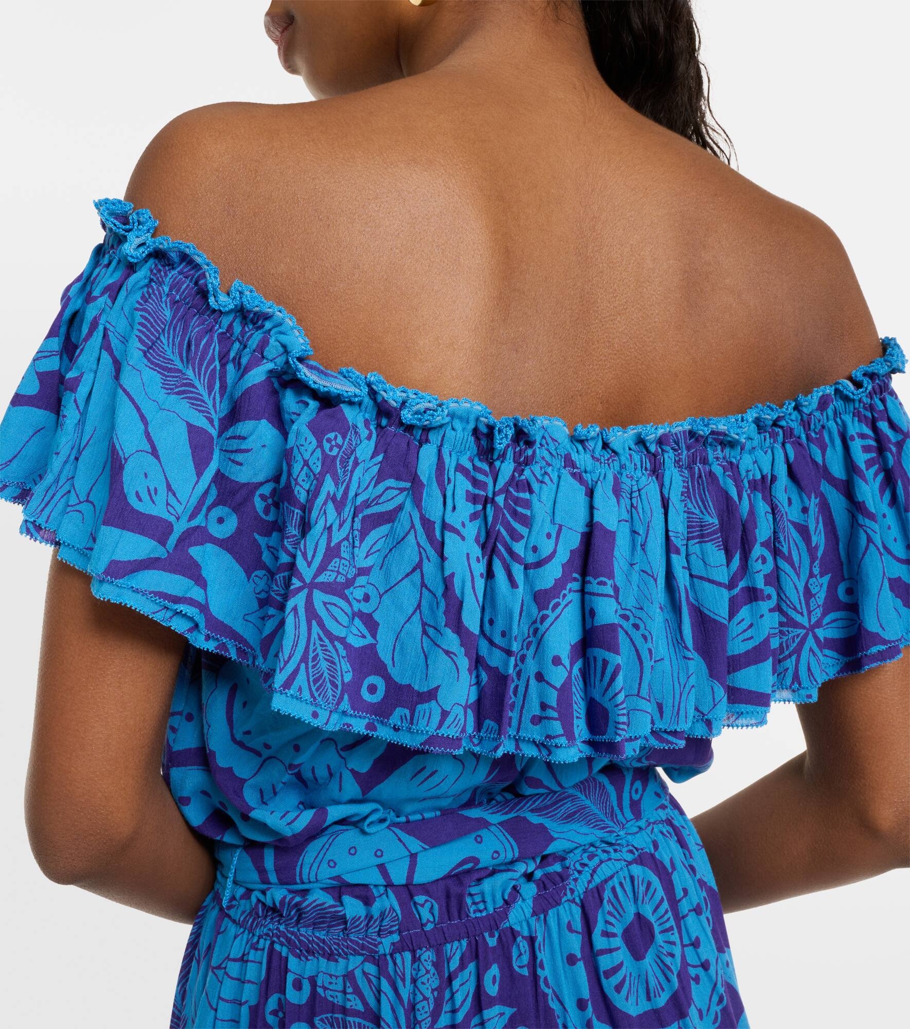 Bella printed off-shoulder minidress - 6