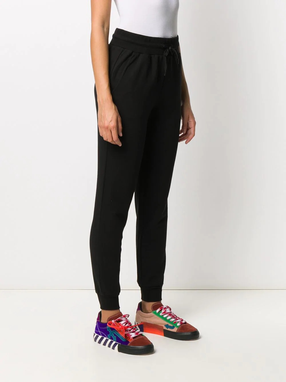 embroidered patch track pants - 3