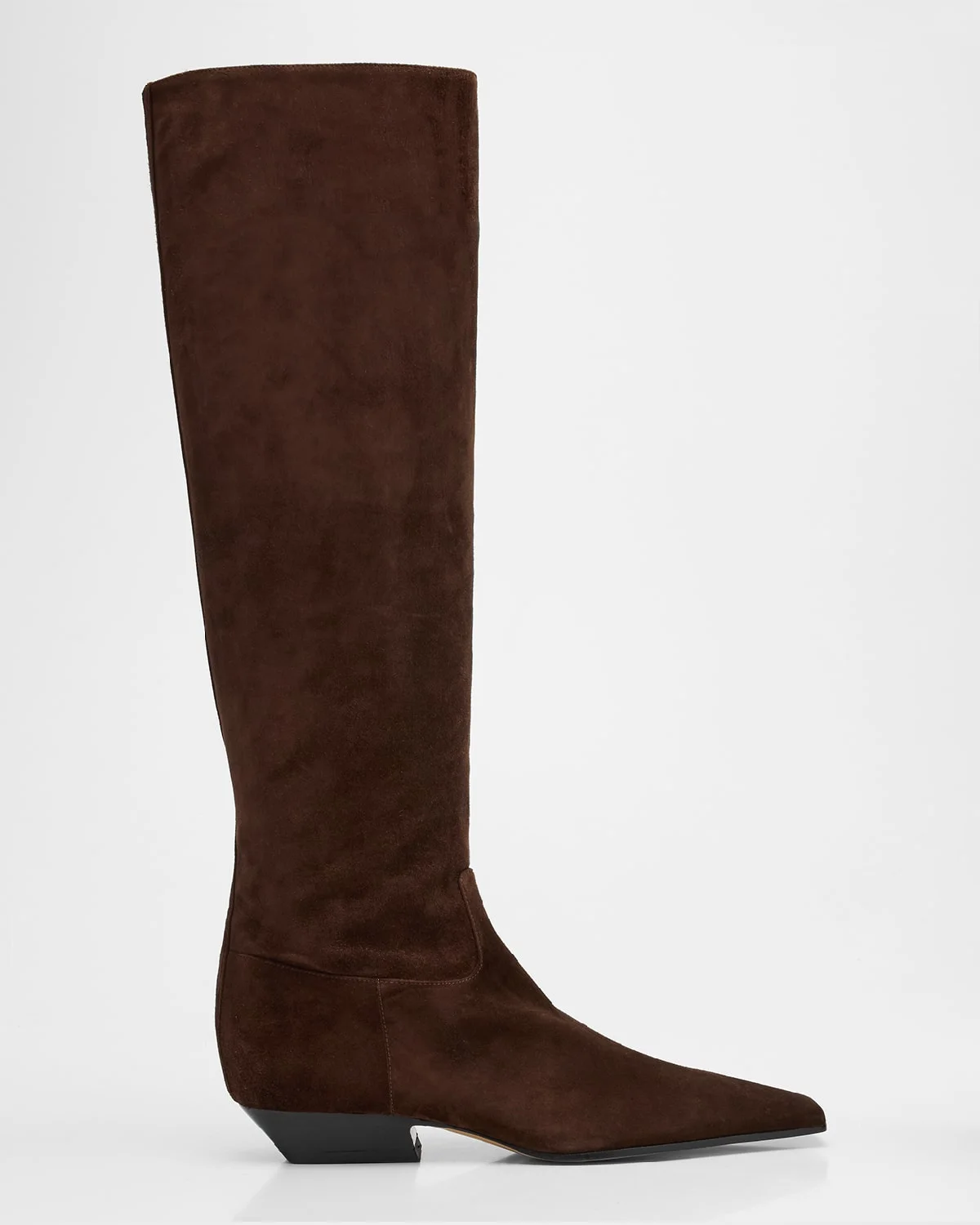 Suede Square-Toe Knee Boots - 1