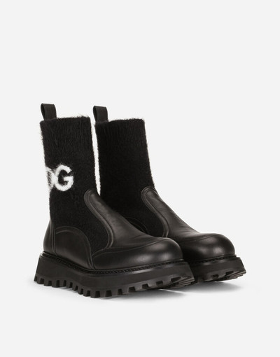 Dolce & Gabbana Horse calfskin ankle boots with branded sock outlook