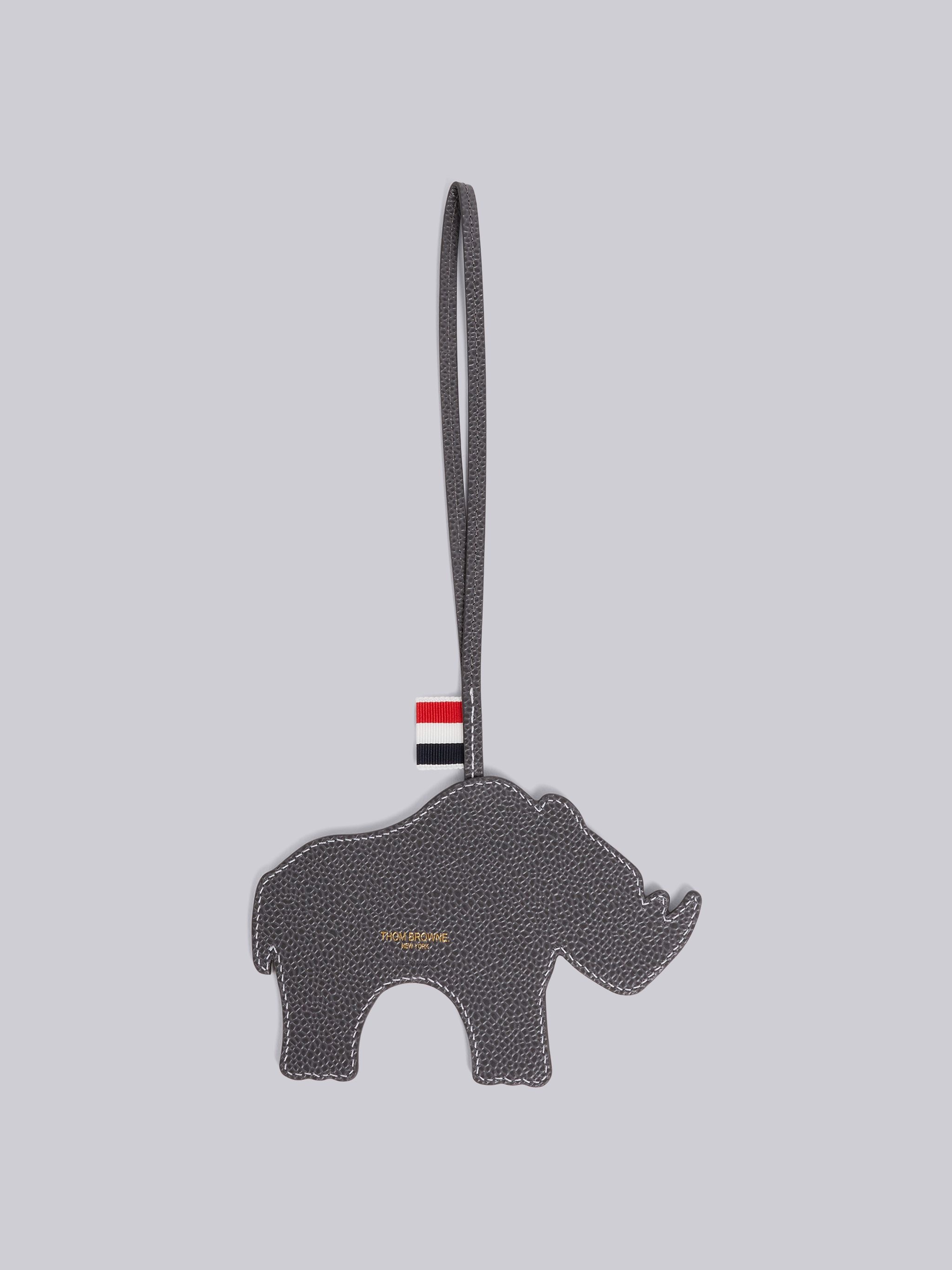 Medium Grey Pebbled Calfskin Rhino Charm - 3