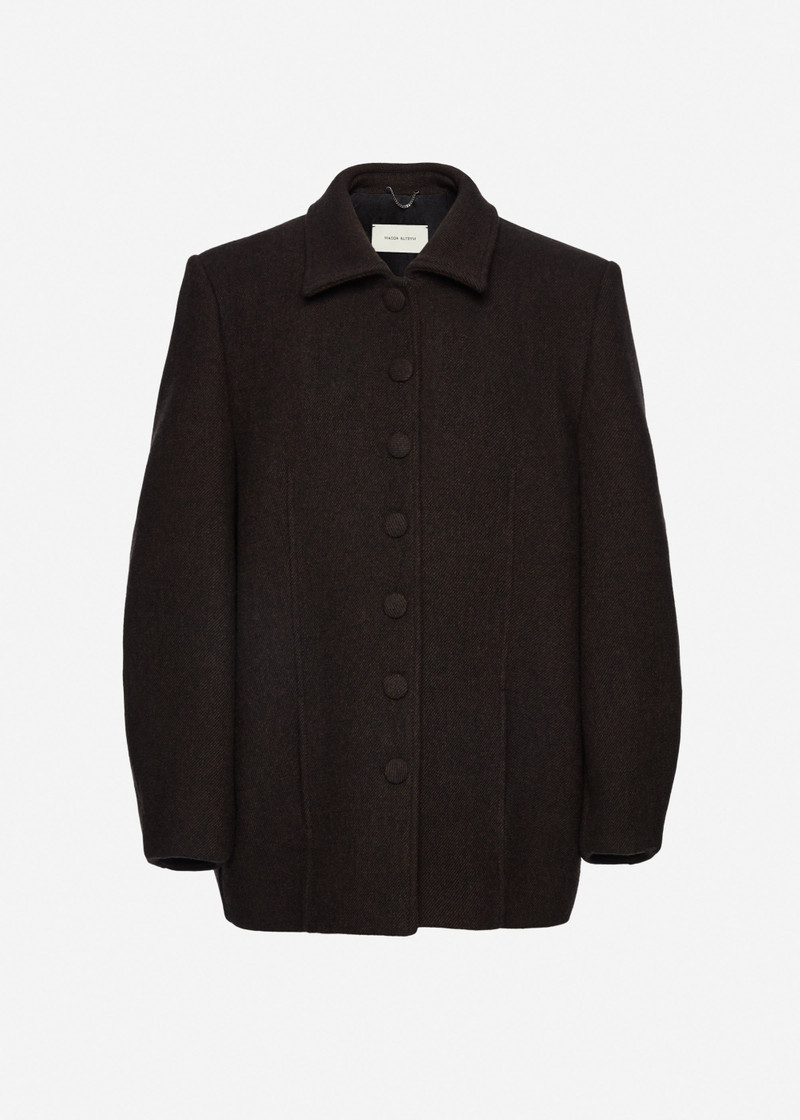 Cashmere jacket with collar in brown 1