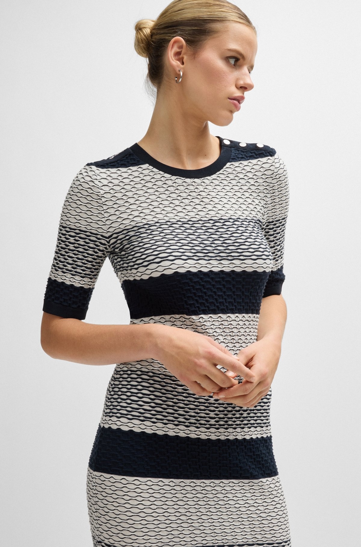 STRUCTURED-STRIPE DRESS IN STRETCH-COTTON JERSEY - 6