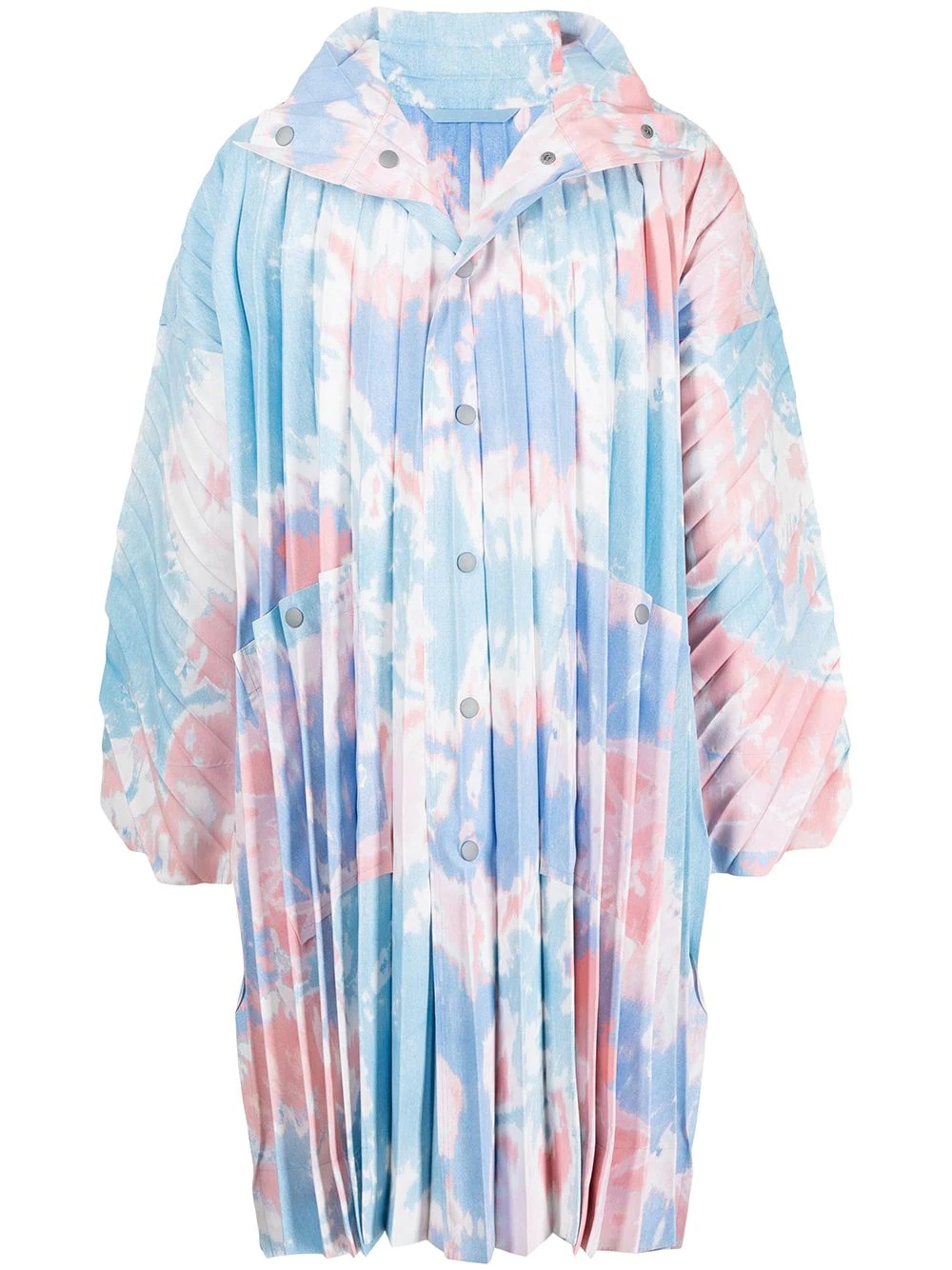 tie-dye pleated coat - 1