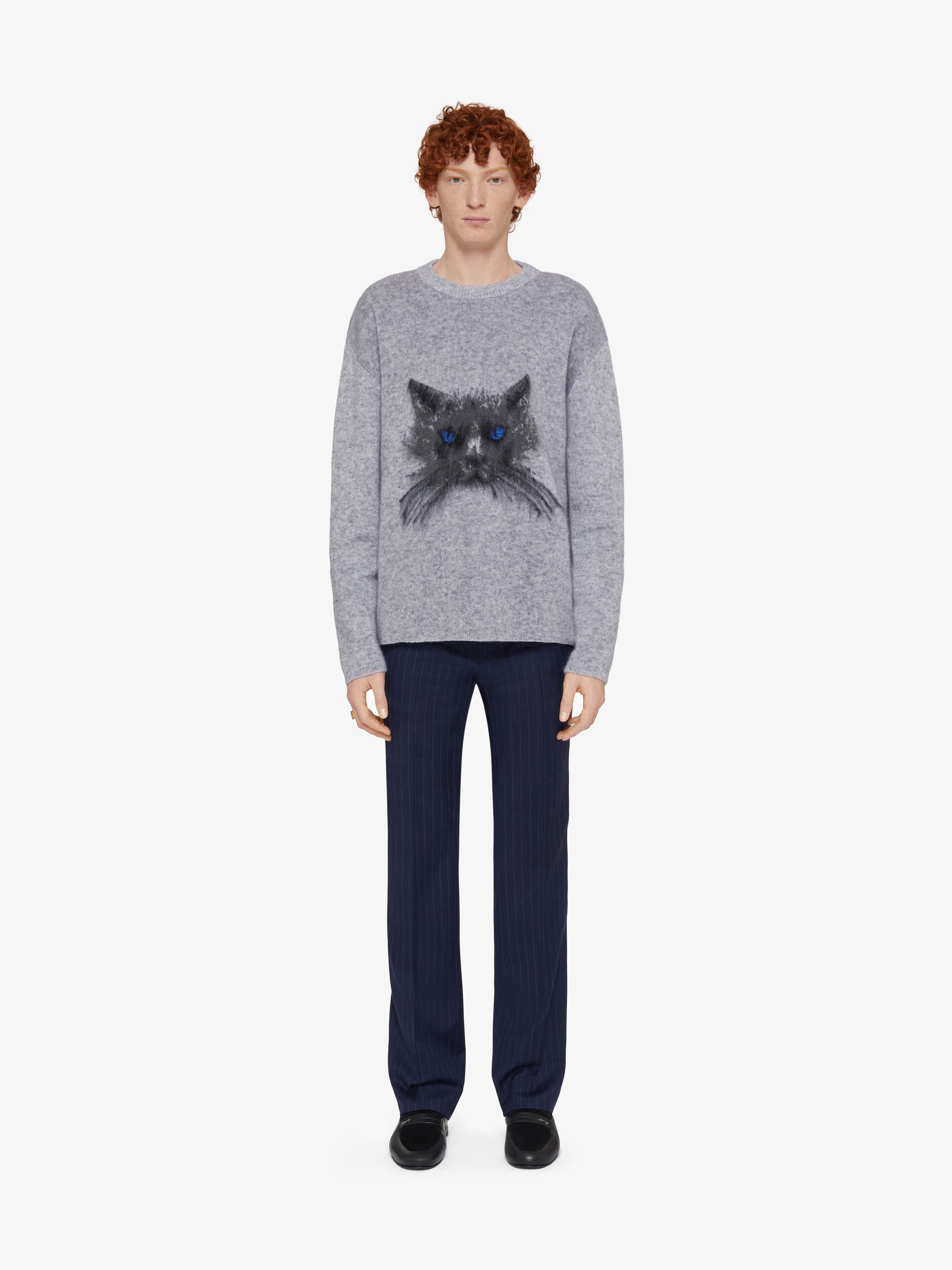 SWEATER IN WOOL AND MOHAIR WITH CAT JACQUARD - 2