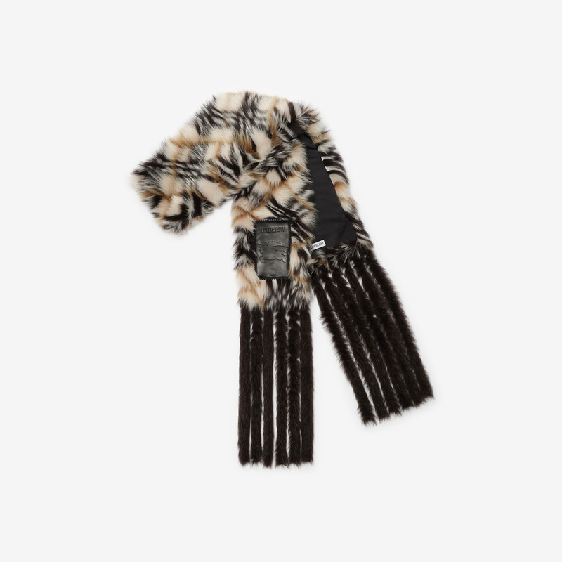 Narrow Check Shearling Scarf 1