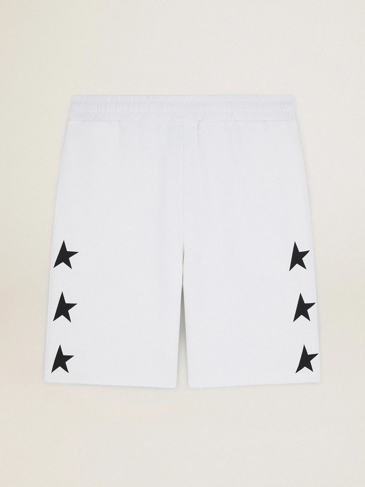 Men's vintage white bermuda shorts with contrasting black stars - 1