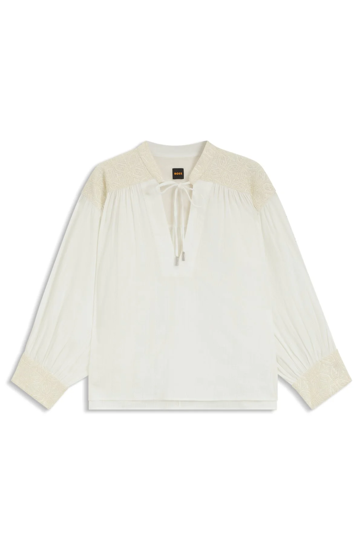 REGULAR-FIT BLOUSE IN DOBBY COTTON VOILE - 1