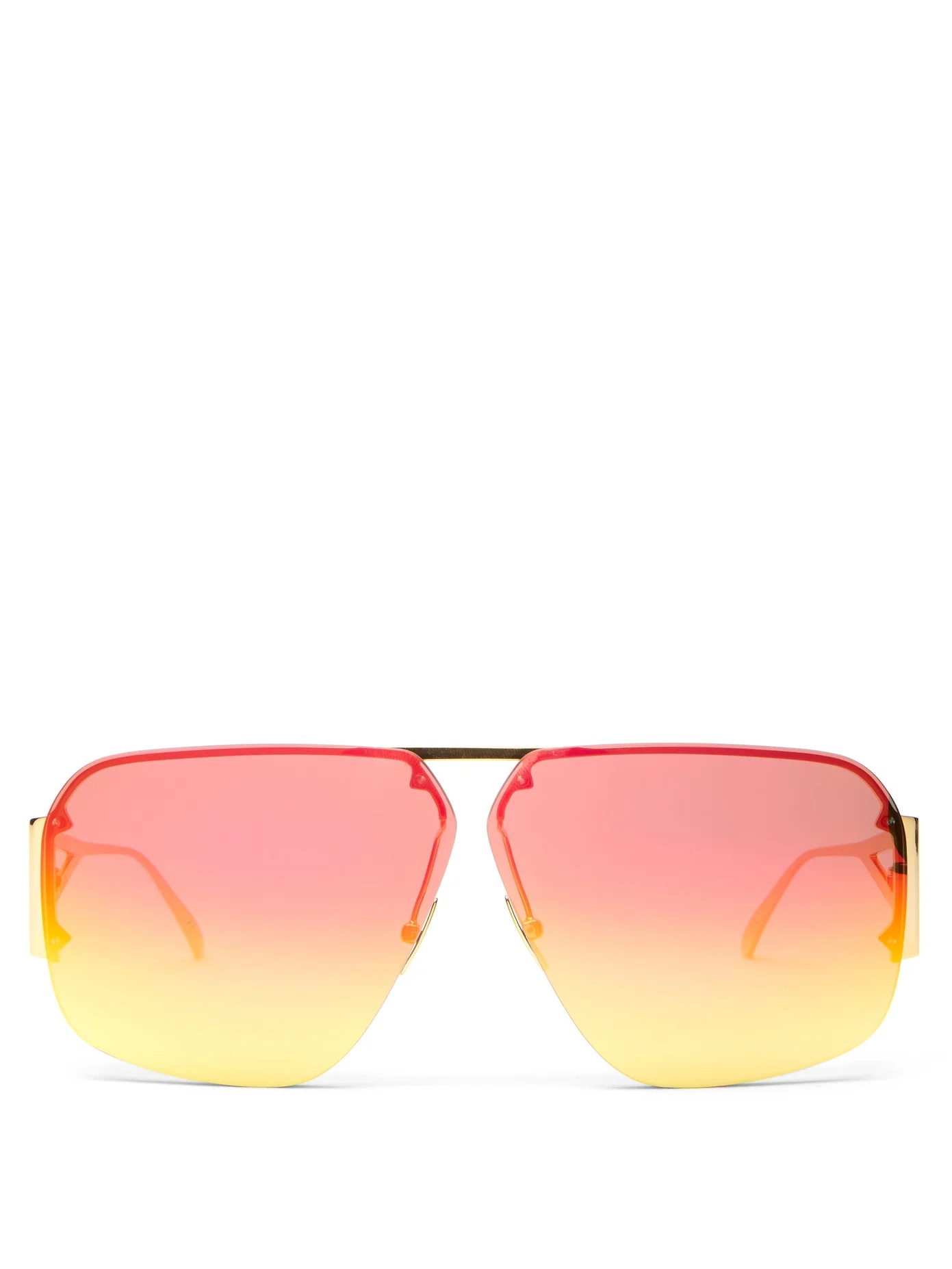 Mirrored triangle-temple aviator metal sunglasses - 1