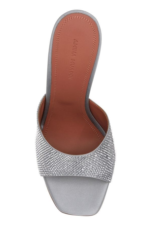 Grey satin Lupita mules - 4