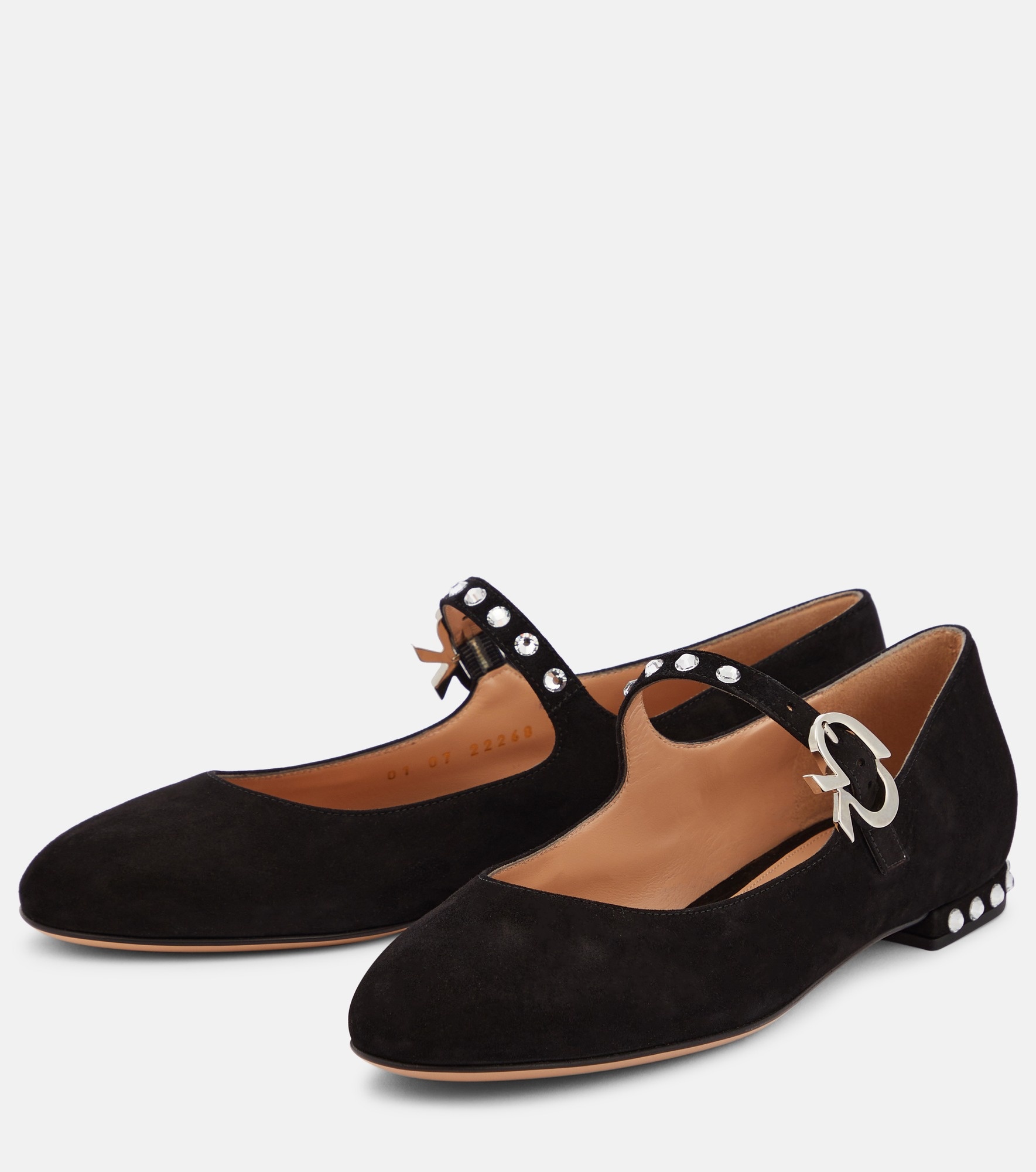 Crystal Mary Ribbon suede ballet flats - 5