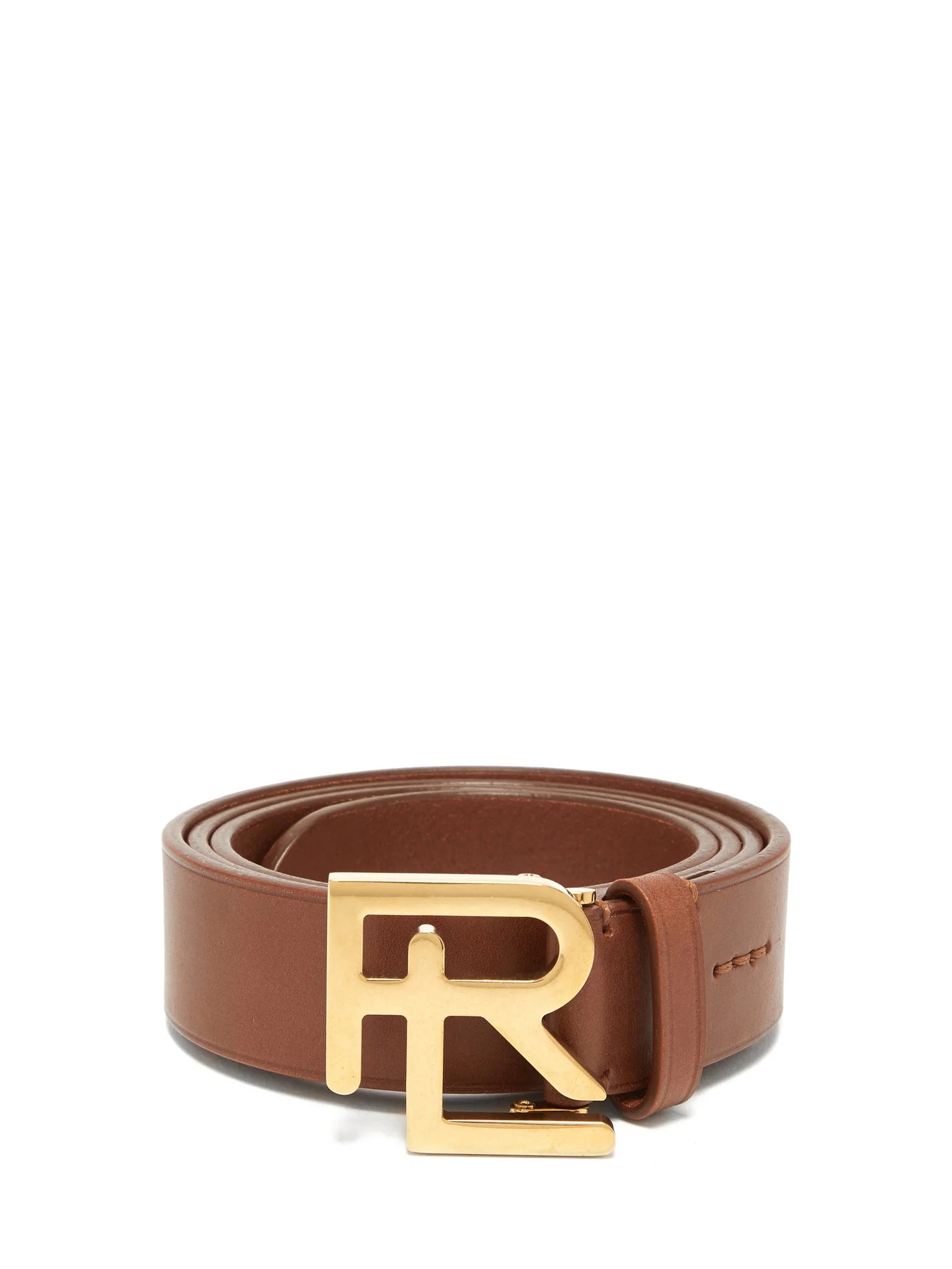 Monogram-buckle leather belt - 1