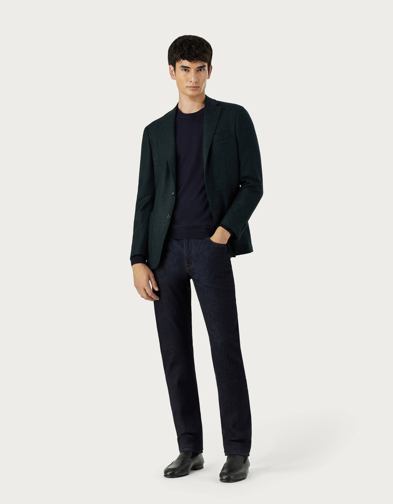 NAVY BLUE CREW-NECK IN GARMENT-DYED CASHMERE 1