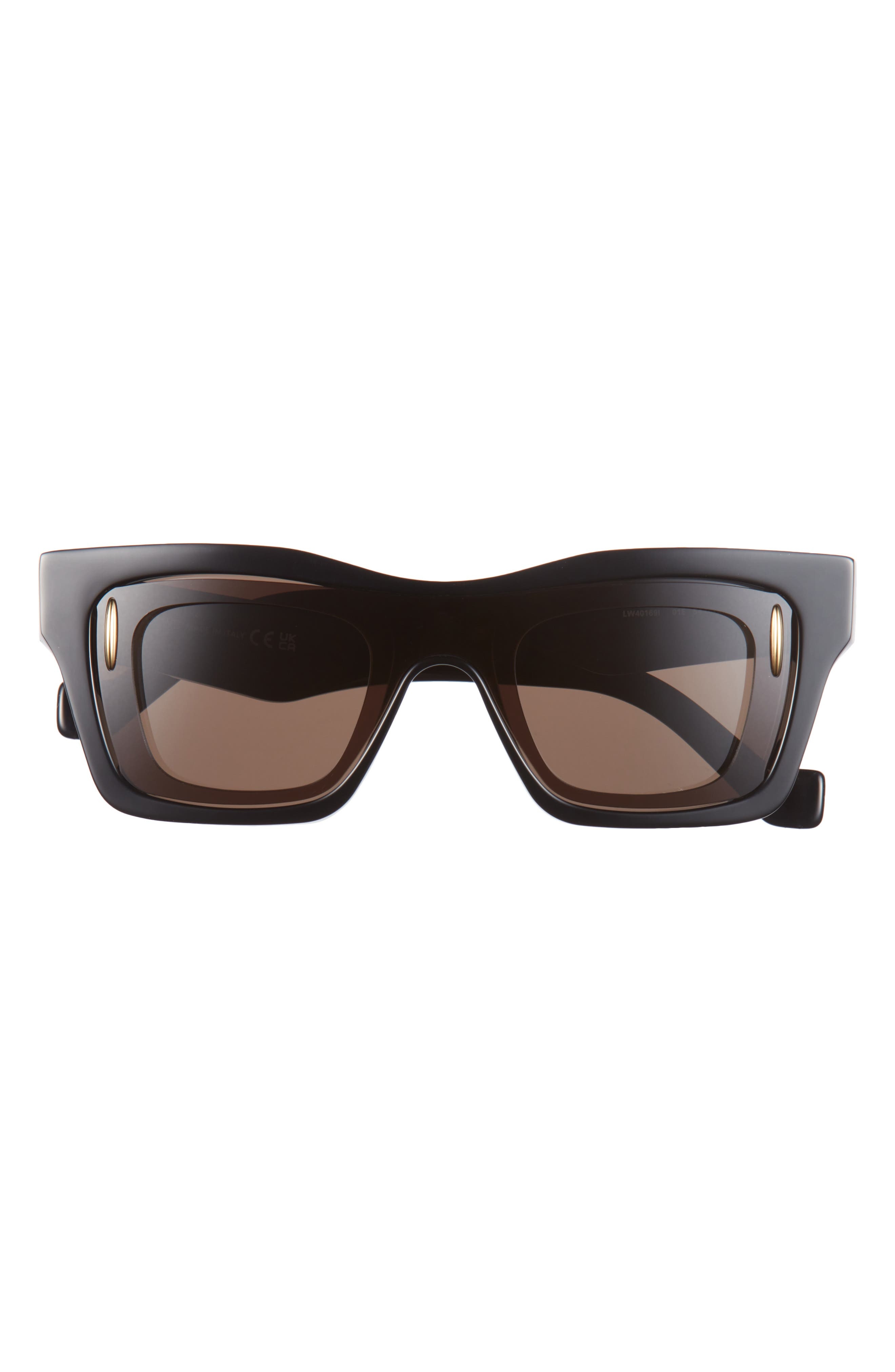 Loewe Signature Geometric Sunglasses in Shiny Black /Brown at Nordstrom - 1