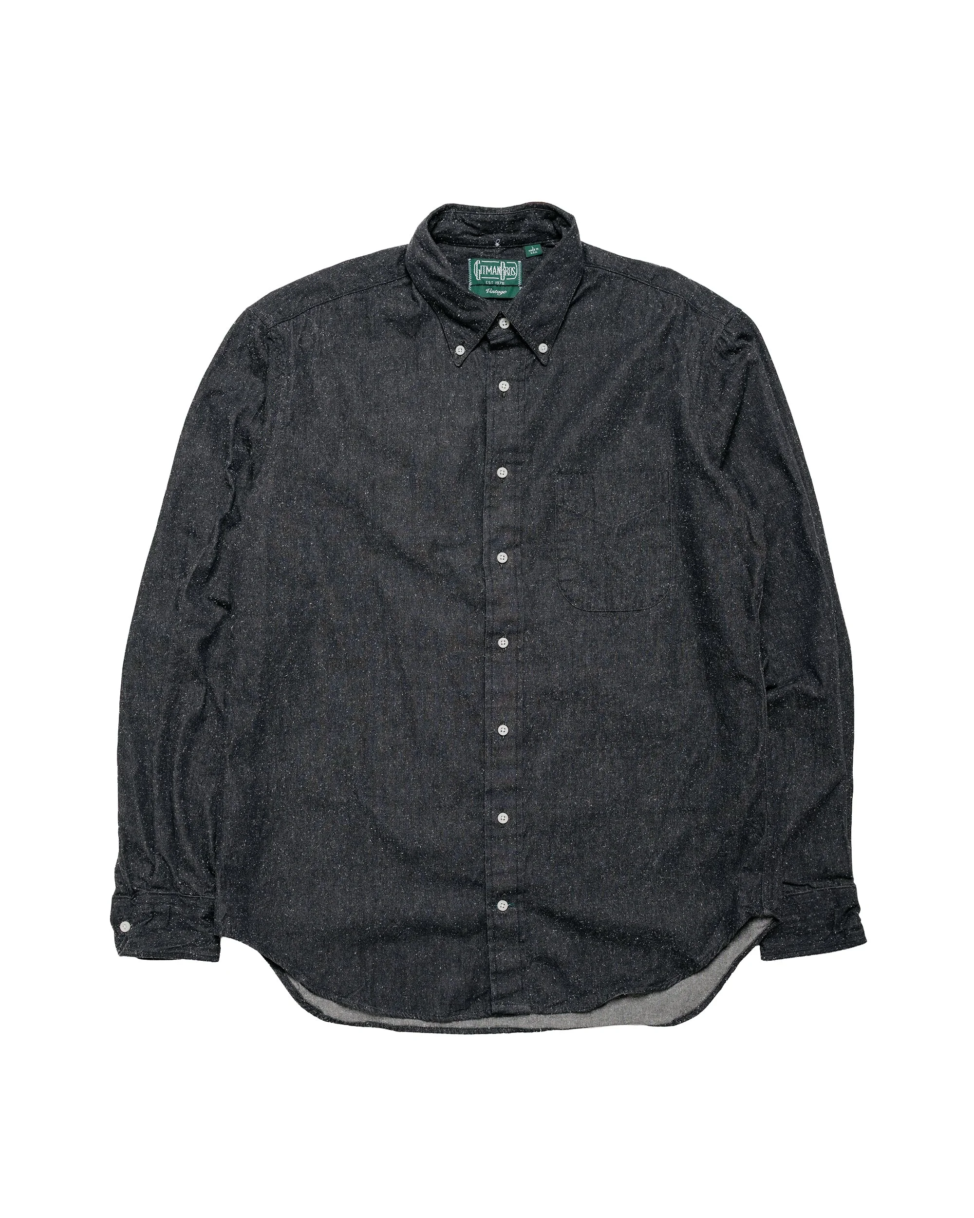 Black Japanese Silk Denim Shirt - 1