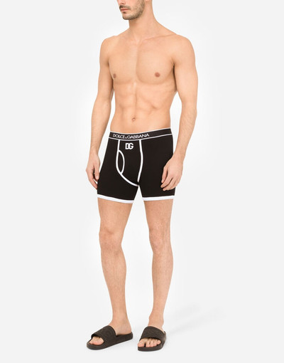 Dolce & Gabbana Long-leg fine-rib cotton boxers with DG patch outlook