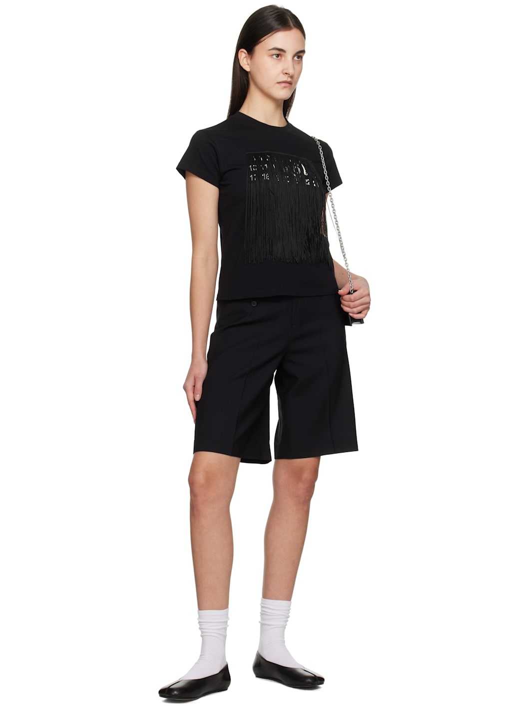 Black Tailoring Wool Canvas Twisted Shorts - 4
