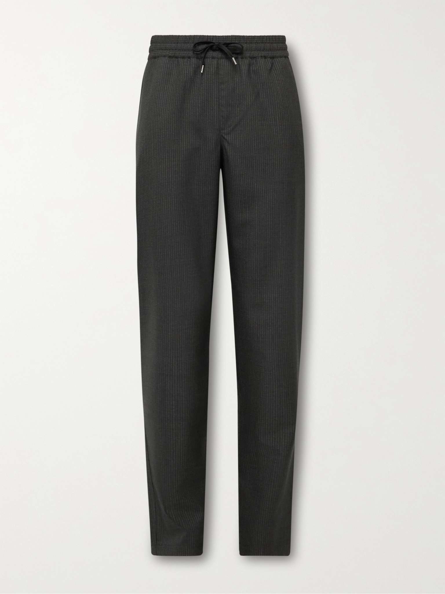 New Kaplan Pinstriped Wool Drawstring Trousers - 1