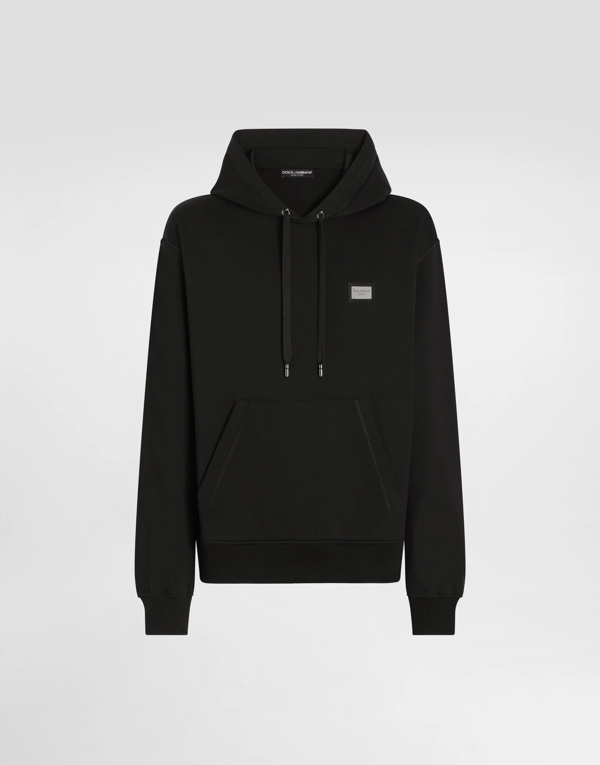 Jersey hoodie with branded tag - 1