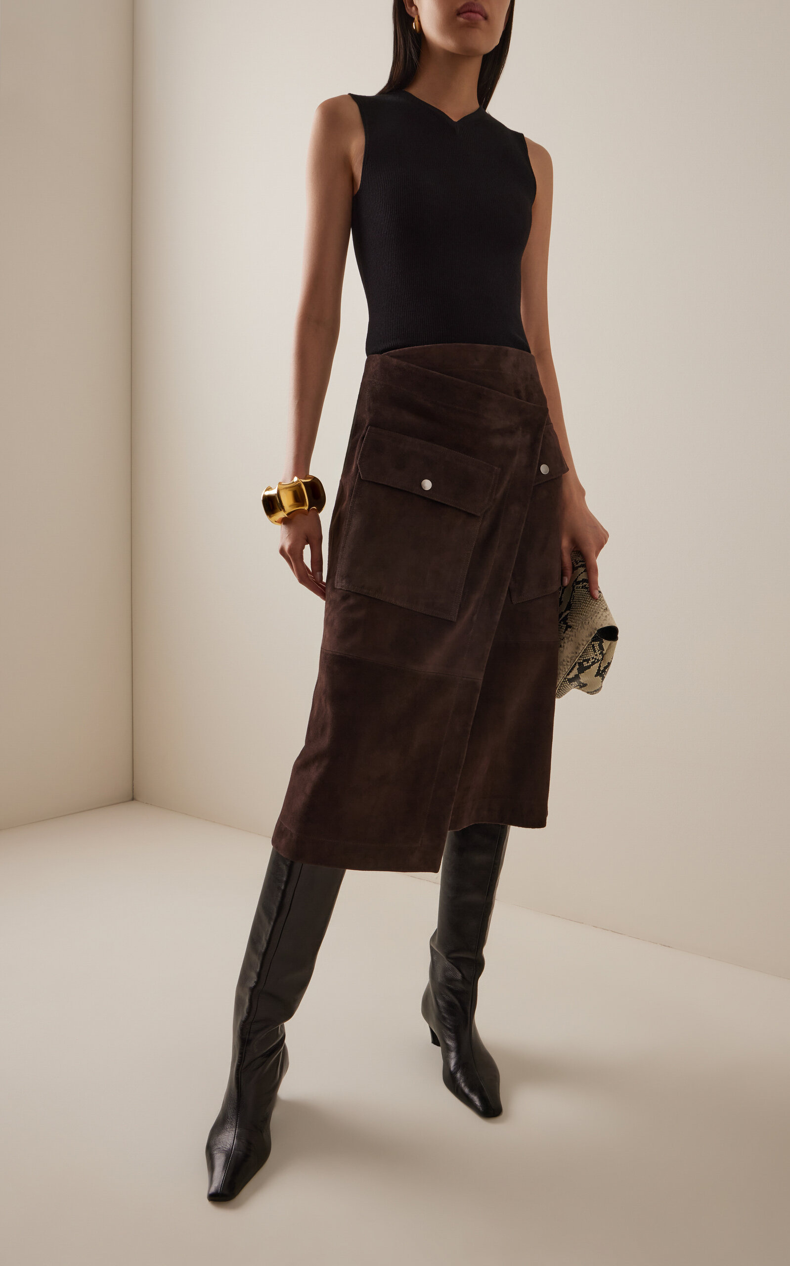 Suede Wrap Skirt brown - 2
