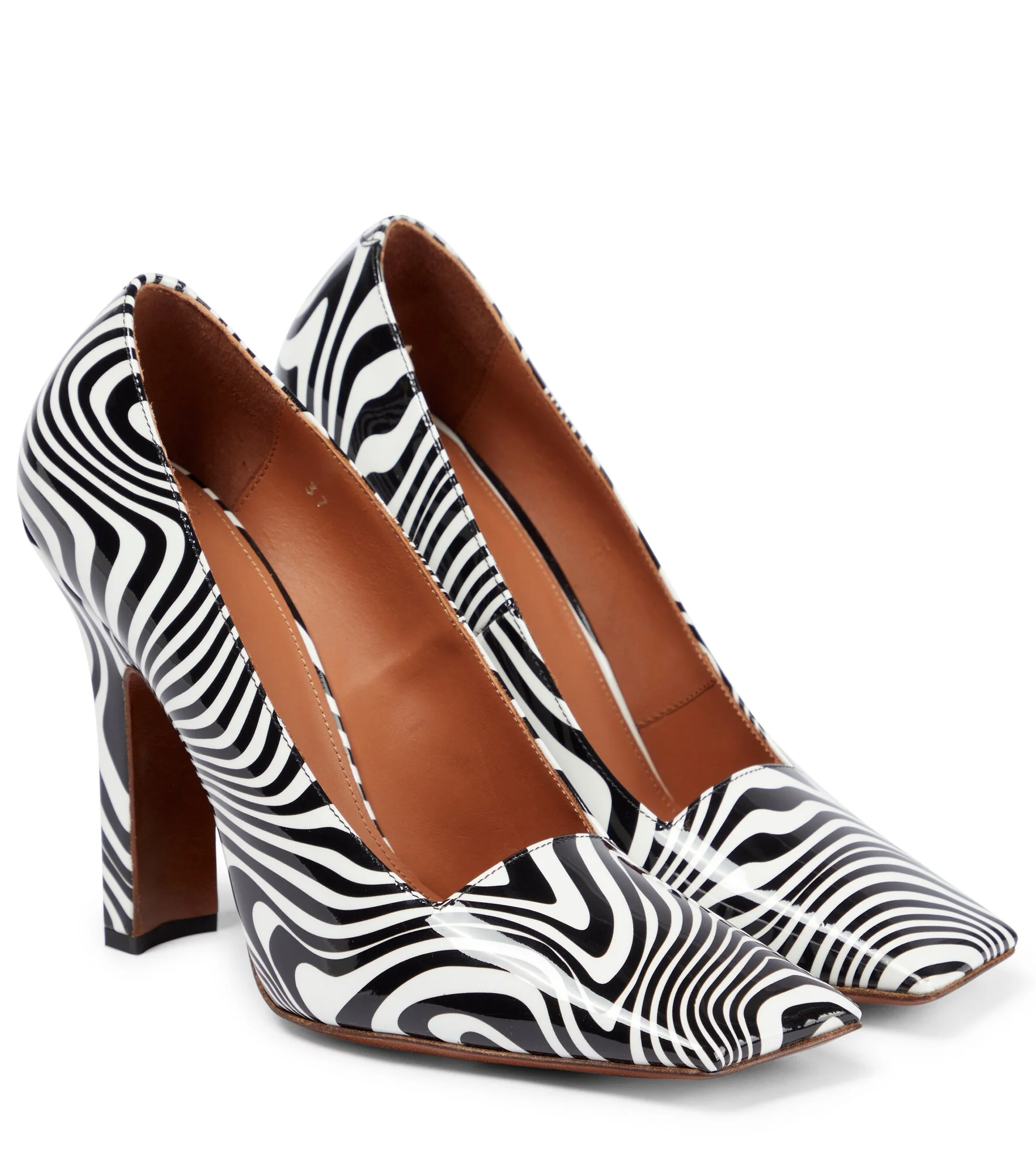 Boomerang zebra-print leather pumps - 1