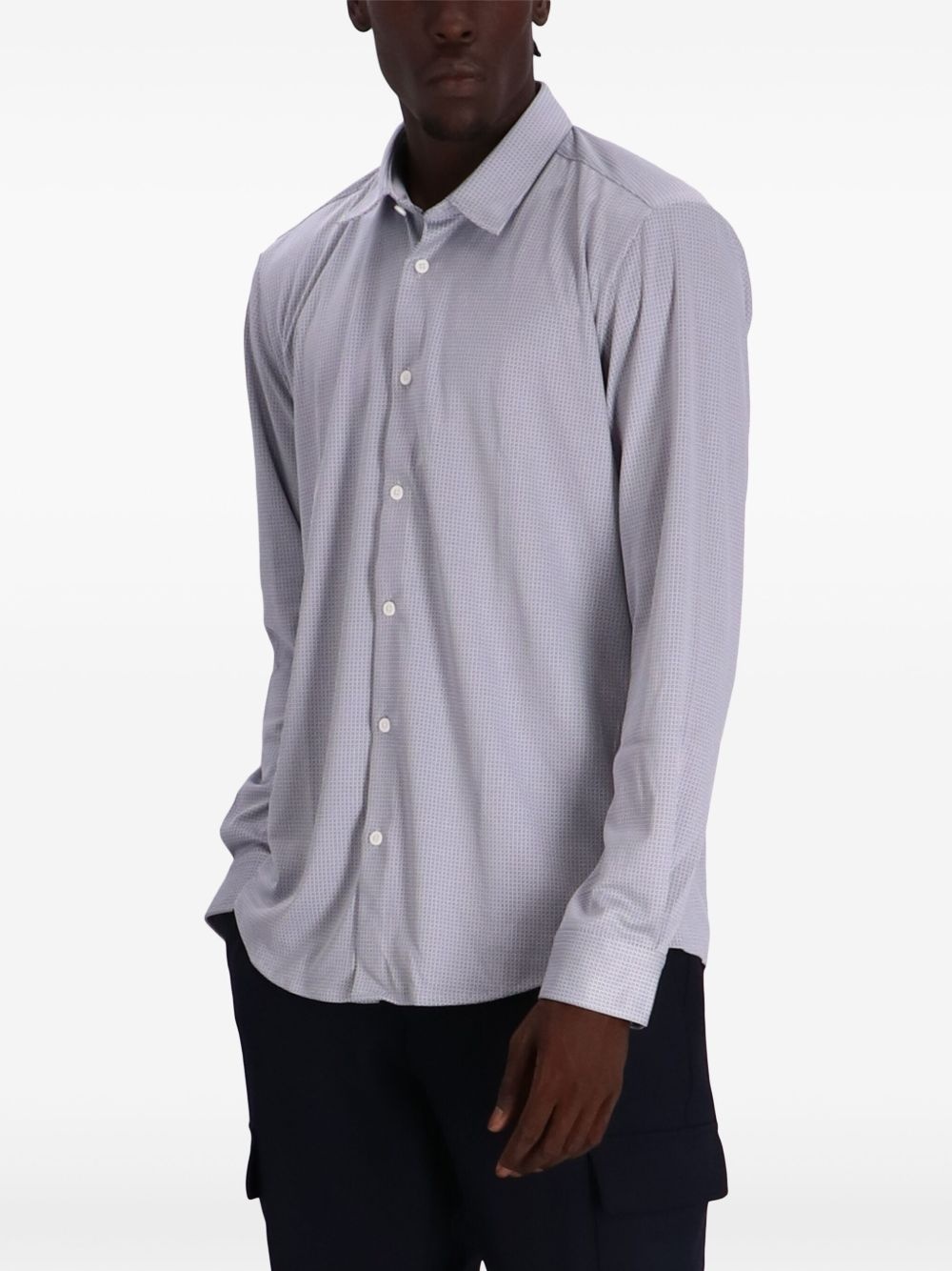 stretch-jersey micro-check shirt - 3