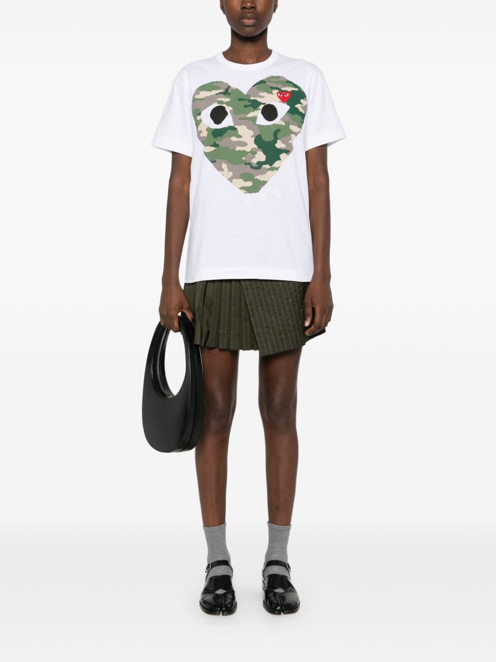 camouflage heart-print cotton T-shirt - 3