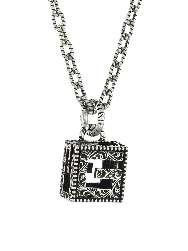 Unisex Sterling Silver YB130 G Cube Pendant Necklace - Silver 1