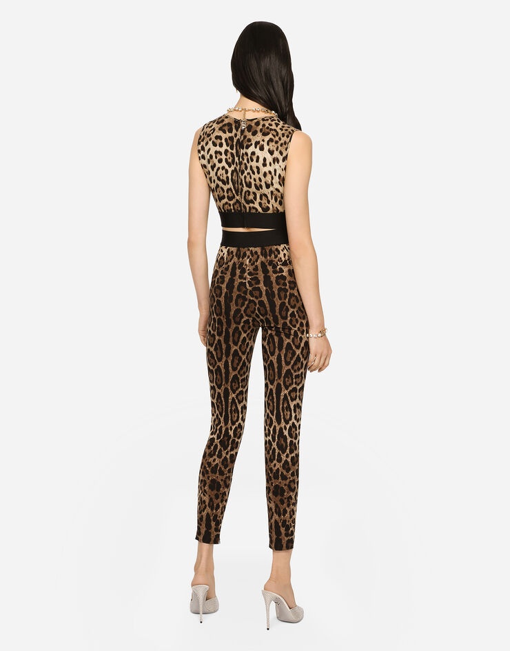 Leopard-print charmeuse leggings - 3
