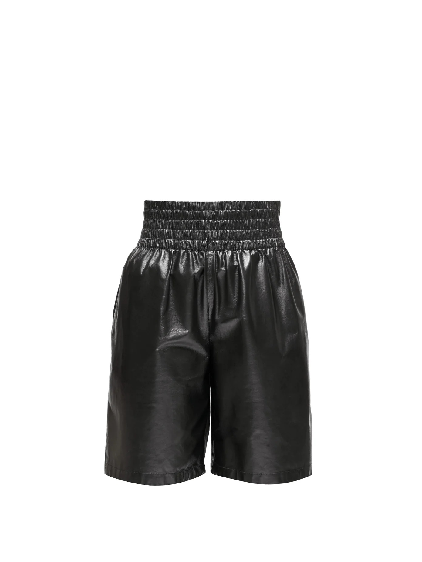 Elasticated-waist leather shorts - 1