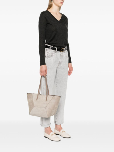 Brunello Cucinelli logo-debossed tote bag outlook