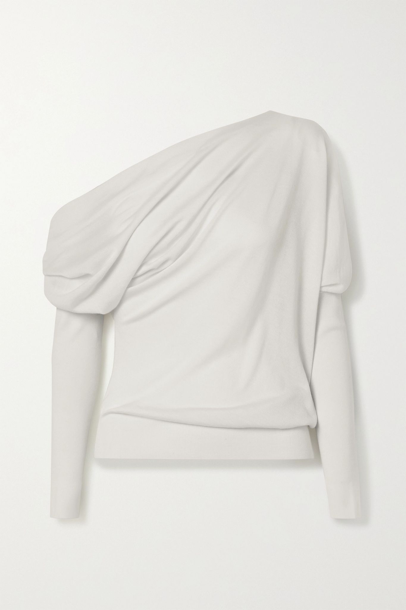 One-shoulder cashmere and silk-blend sweater - 1