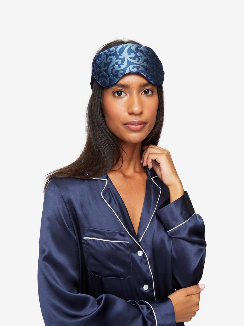 Eye Mask Verona 63 Silk Jacquard Navy - 3