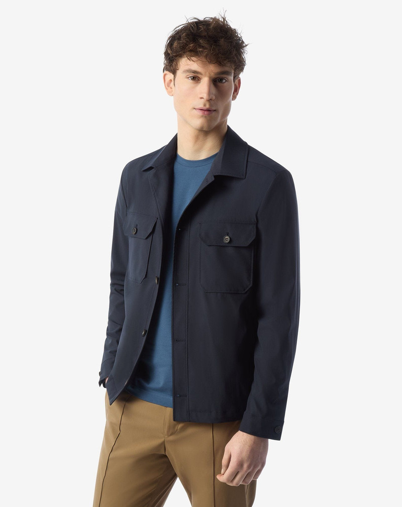CORNELIANI Dark blue technical wool overshirt outlook