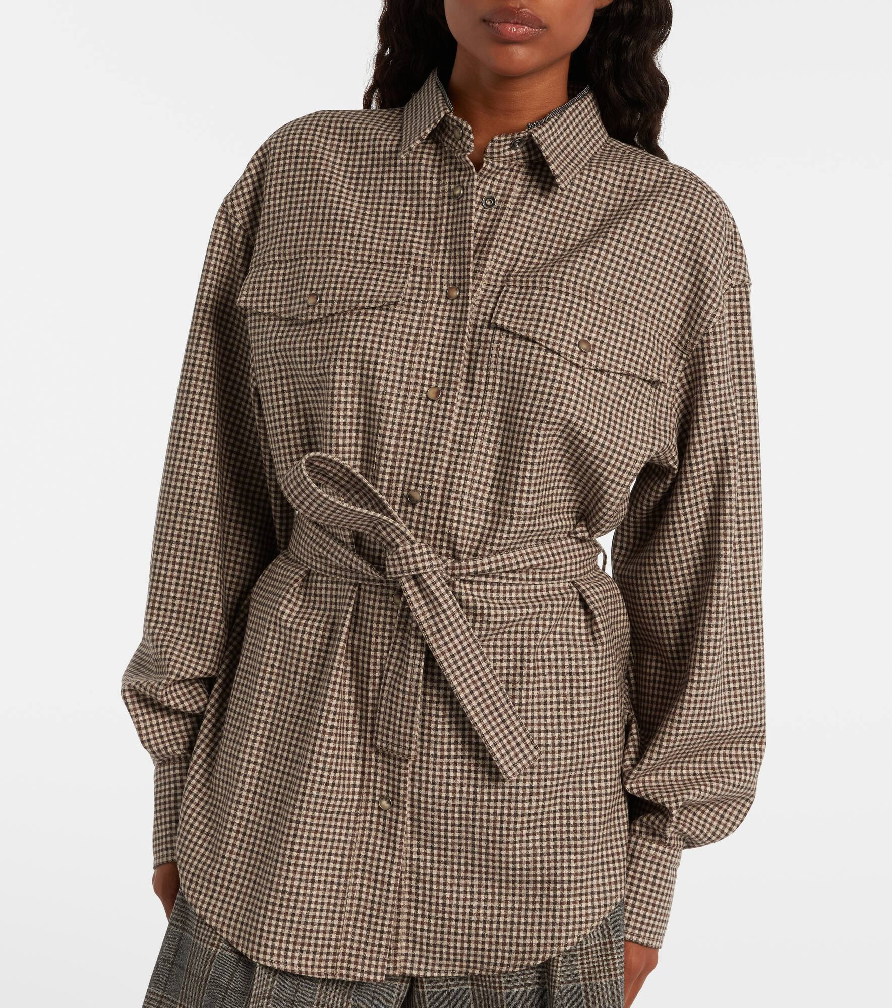 Checked virgin wool overshirt - 6