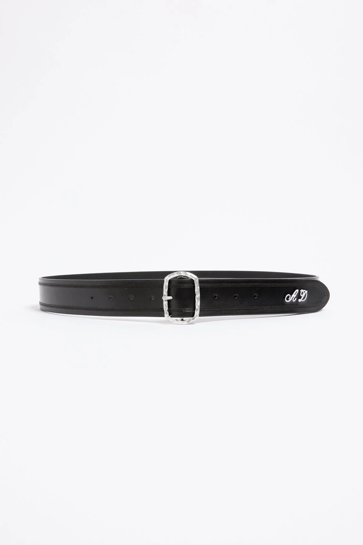 Niaz 4 cm Belt With Hammered Buckle and Monogram Embroidery - 1