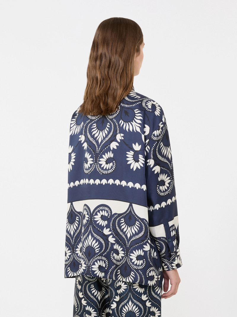 LASTRA Printed silk patchwork shirt - NAVY 4