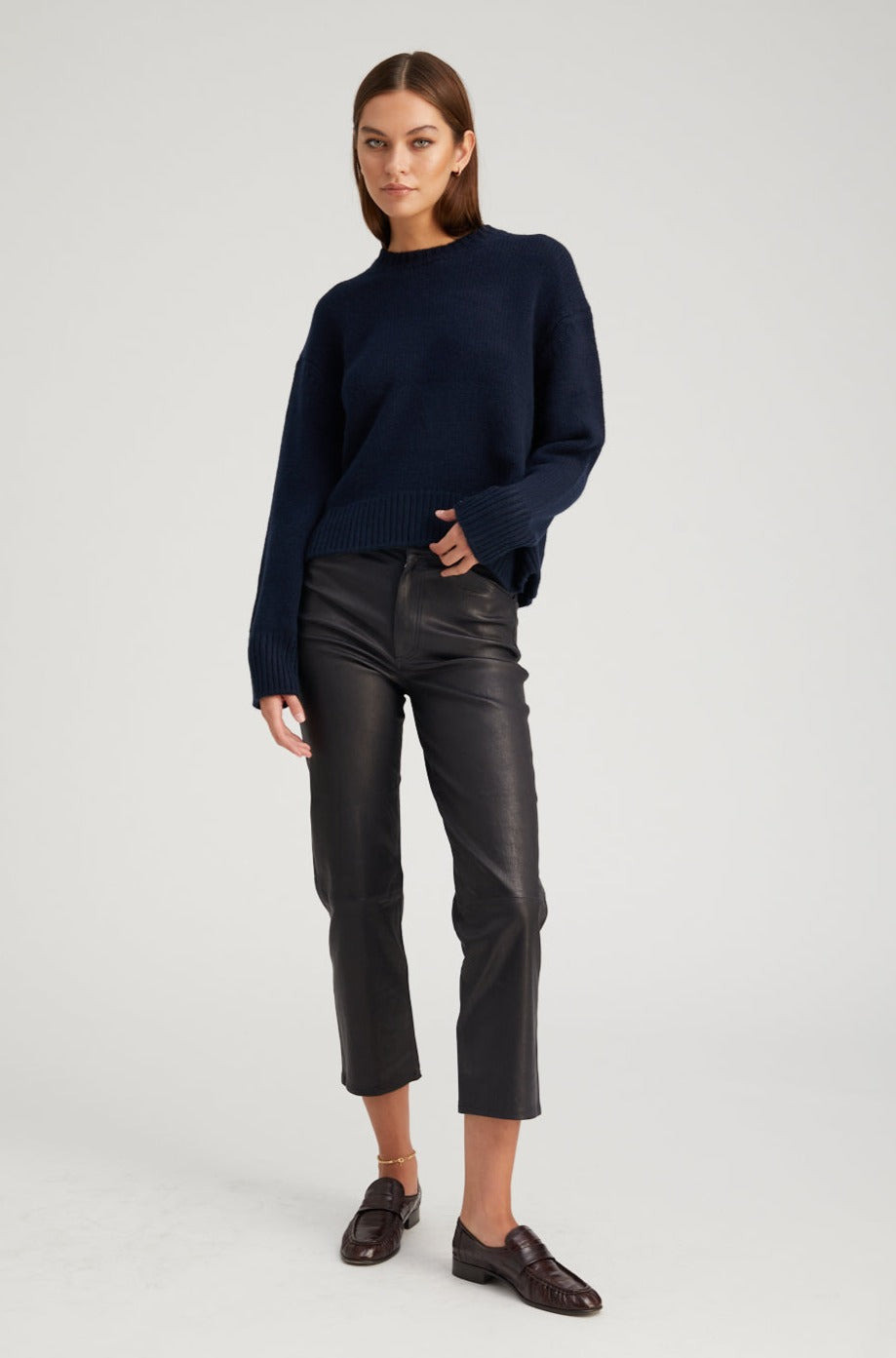 NAVY HEAVY CASHMERE SWEATER - 7