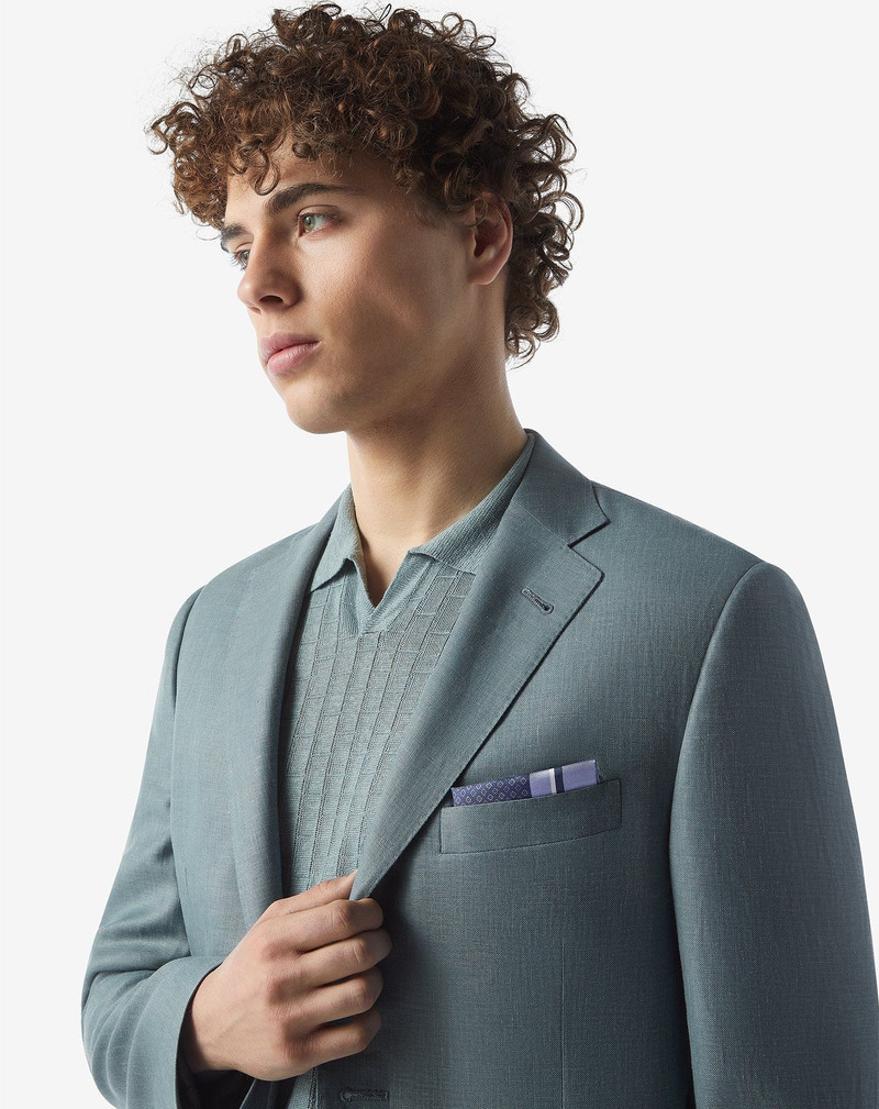 CORNELIANI Blue/yellow pure silk pocket square outlook