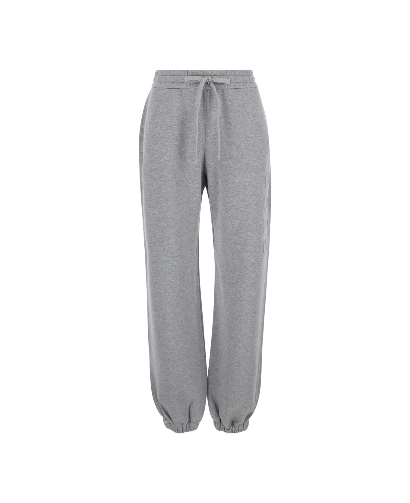 Grey Jogger Pants With Drawstring In Cotton Woman - 1
