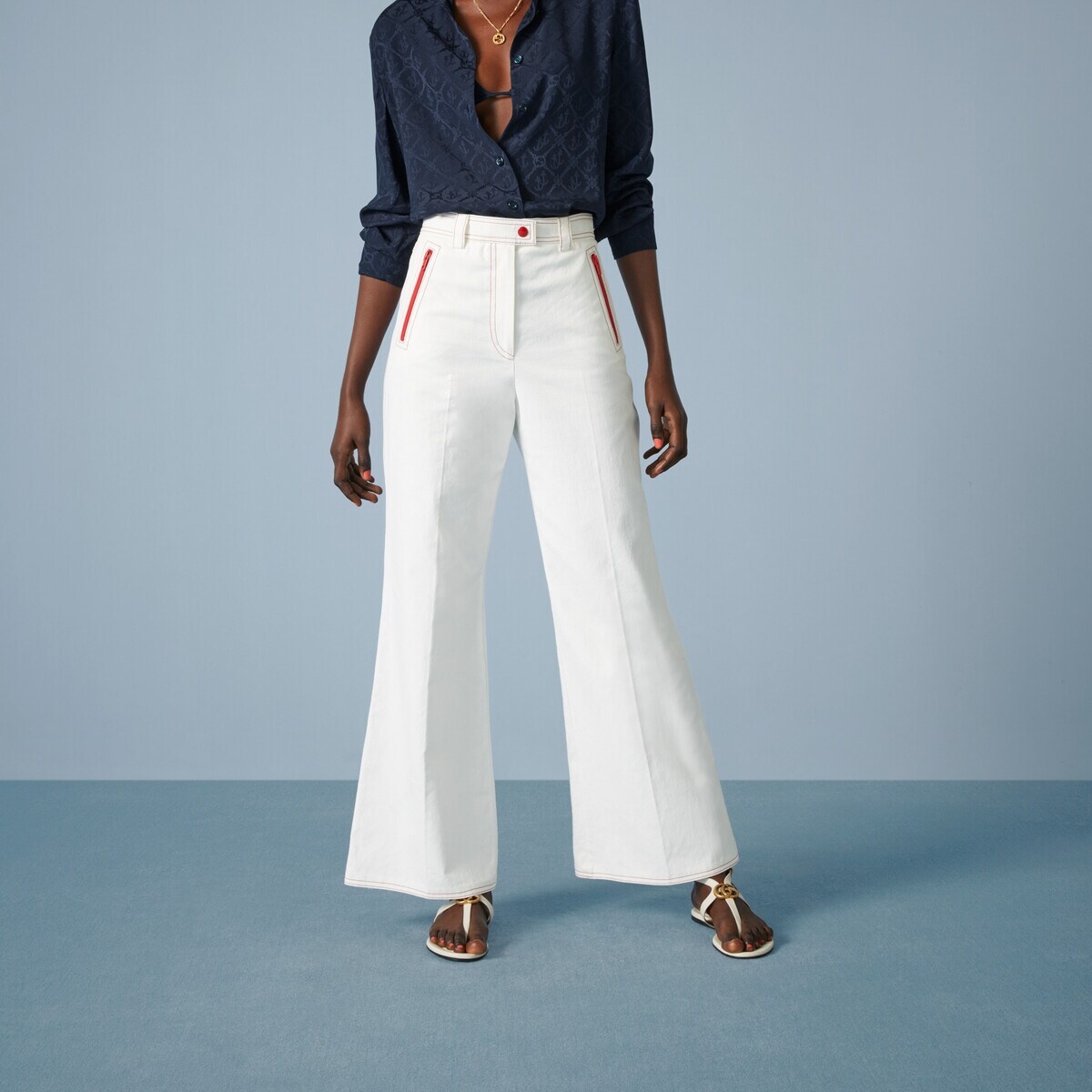 Cotton canvas pant with Interlocking G - 5