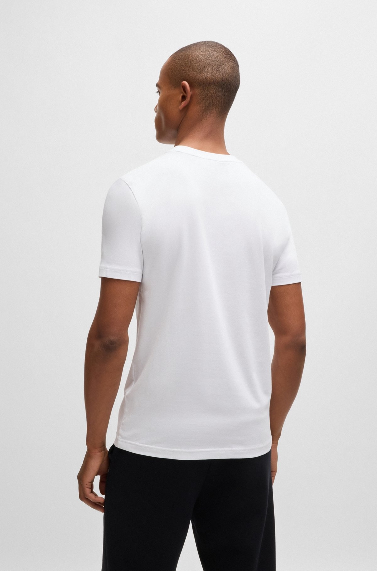 STRETCH-COTTON REGULAR-FIT T-SHIRT WITH CONTRAST LOGO - 5