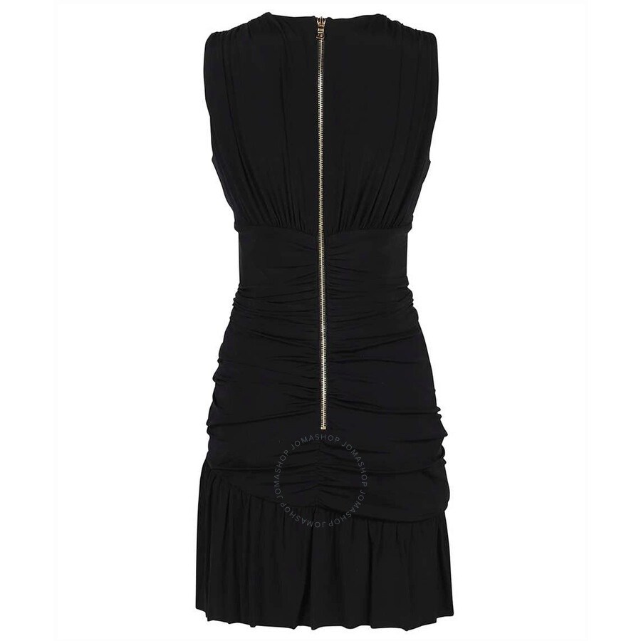 Balmain Ladies Black Ruched Asymmetrical Dress - 7