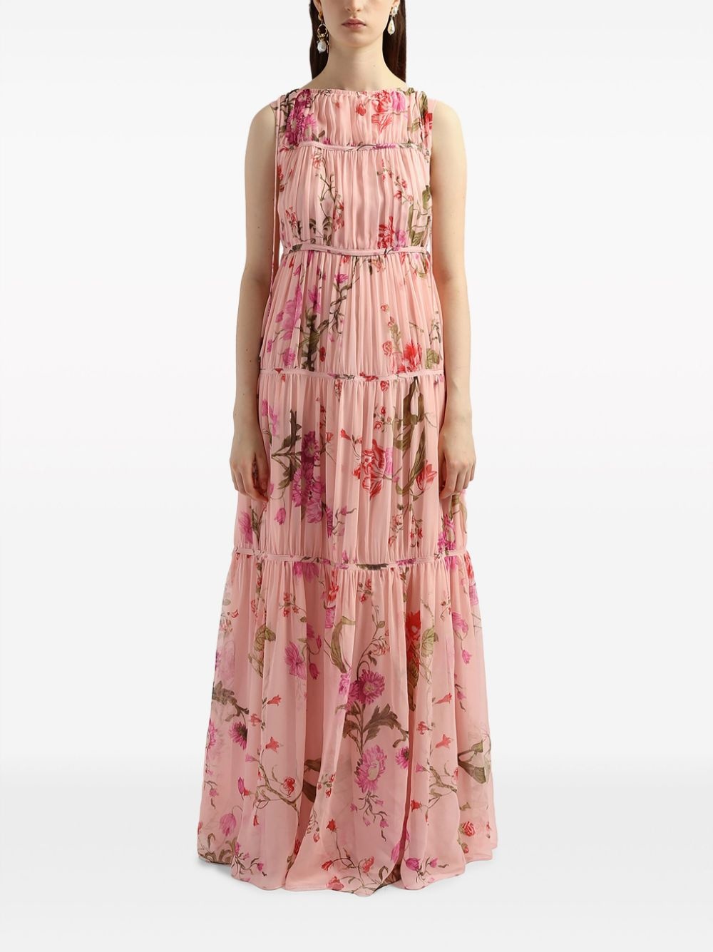 floral-print tiered gown - 2